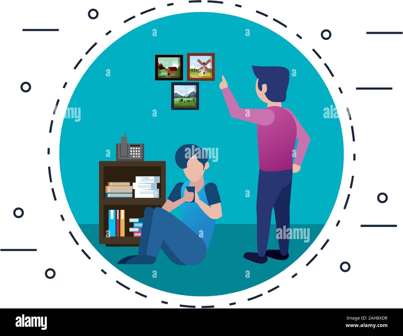 young men using smartphone avatars characters Stock Vector Image & Art ...
