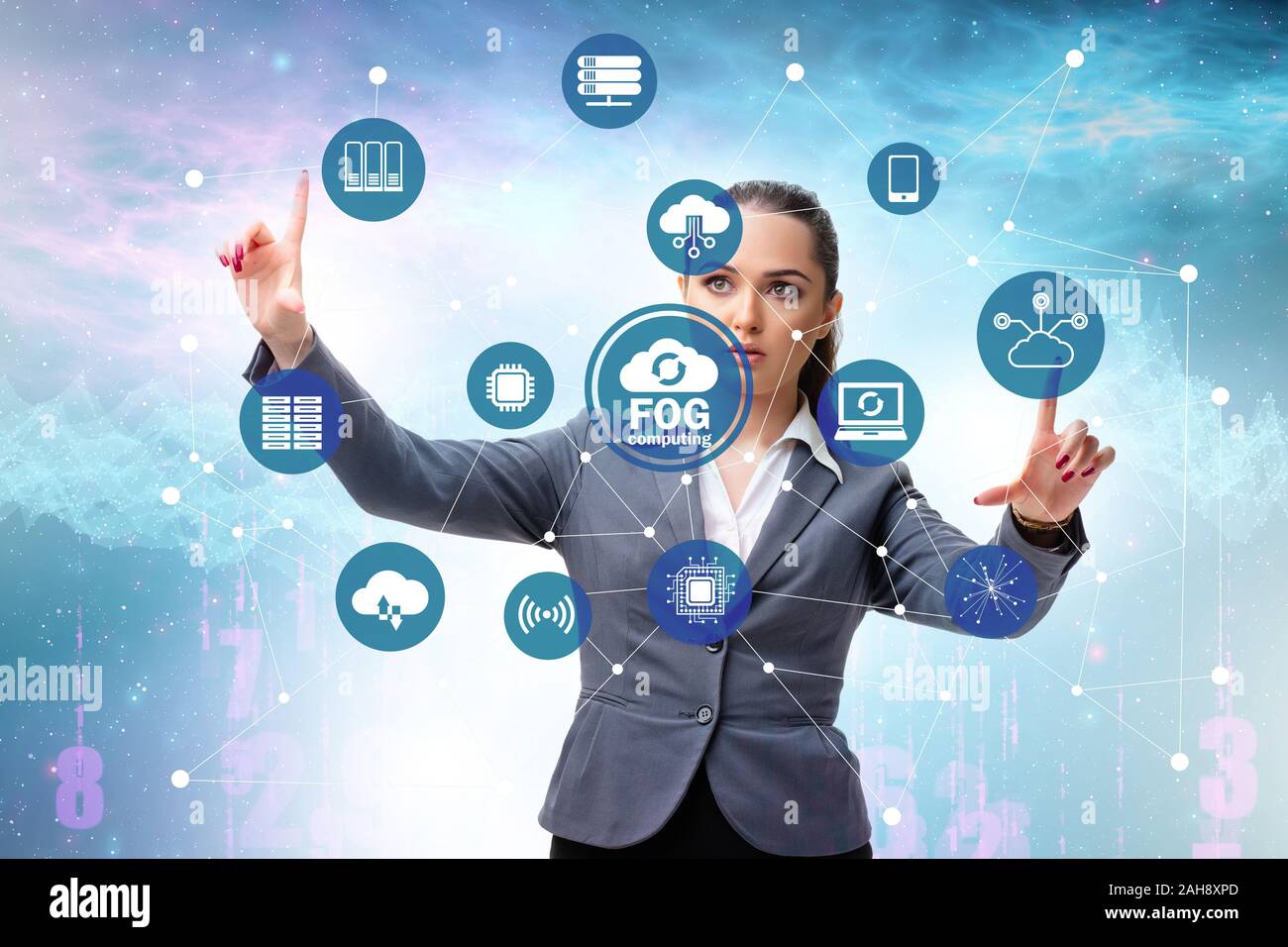 The businessman in edge and fog computing concept Stock Photo - Alamy