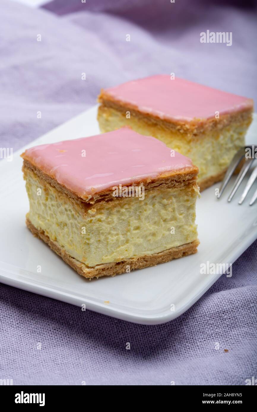 Tompoes or tompouce, iconic pastry in Netherlands and Belgium made from ...