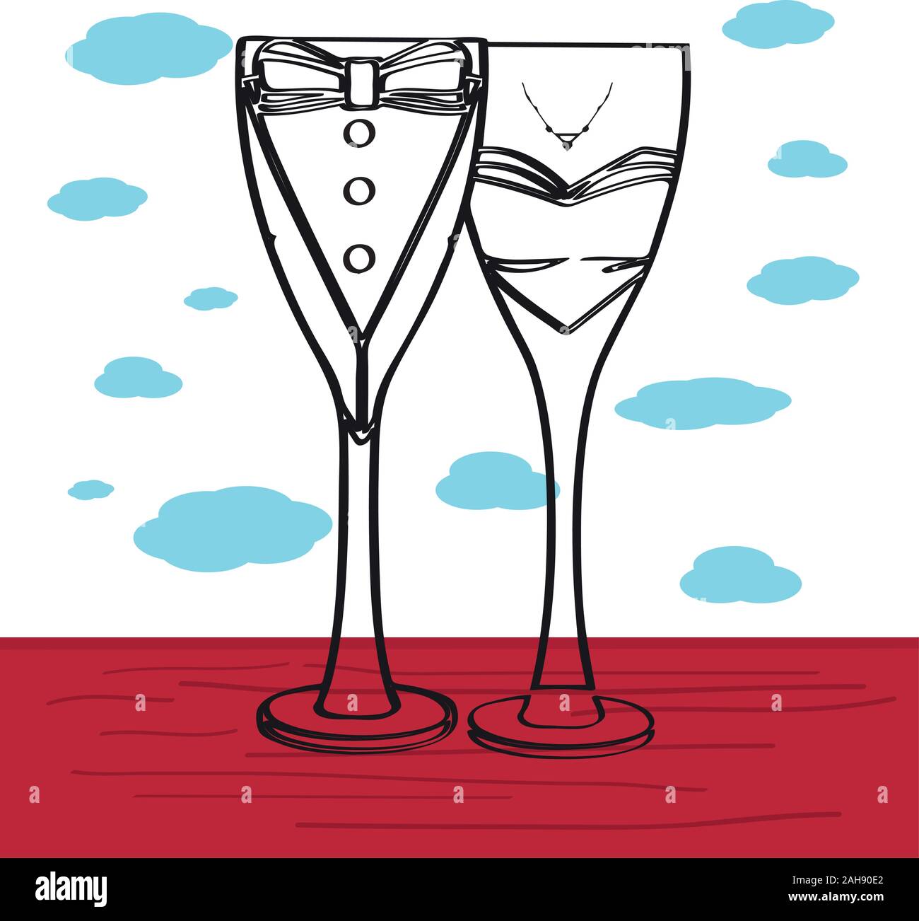 Champagne glasses illustration Stock Vector