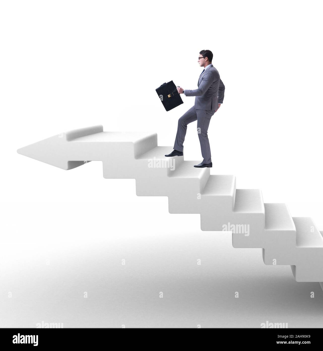 The businessman climbing career ladder in business concept Stock Photo ...
