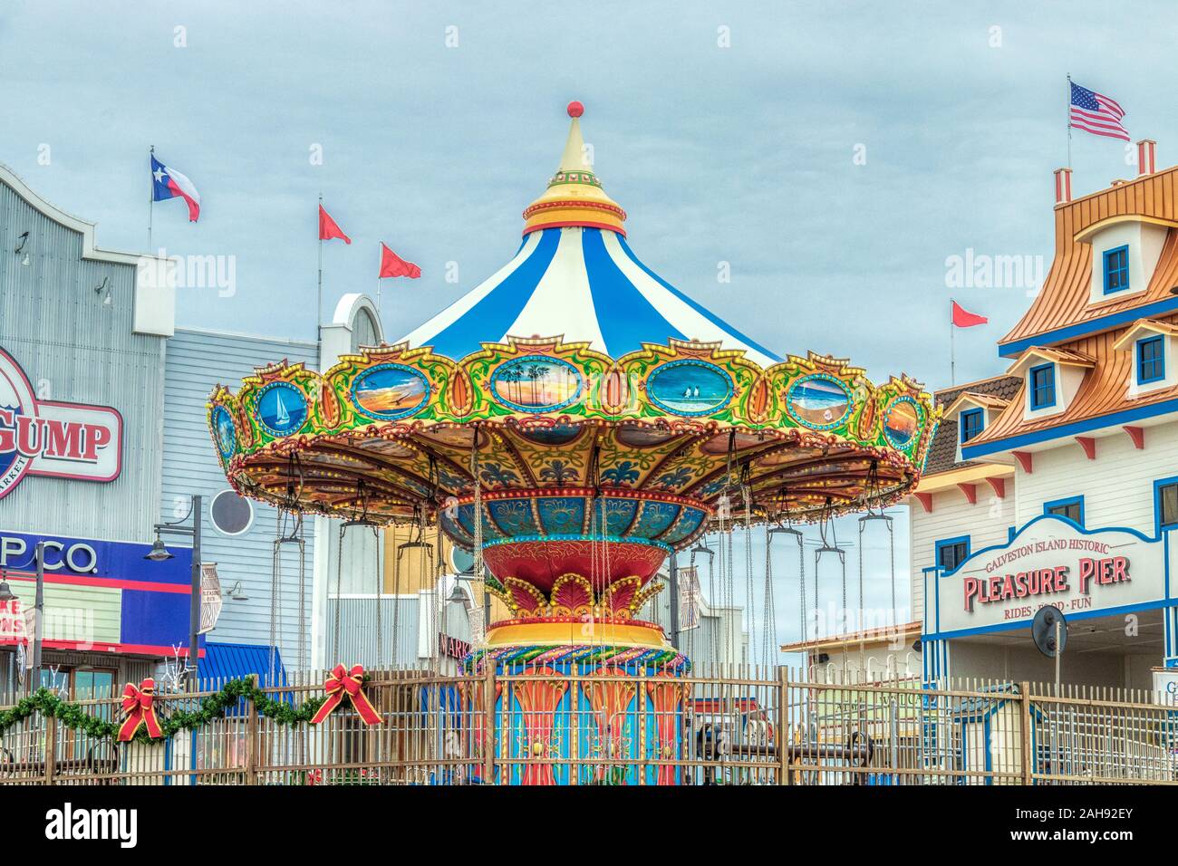 Galveston Pleasure Pier and Seawall Urban Park on Seawall Boulevard