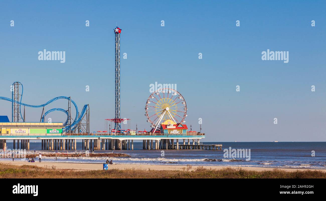 Galveston Pleasure Pier and Seawall Urban Park on Seawall Boulevard