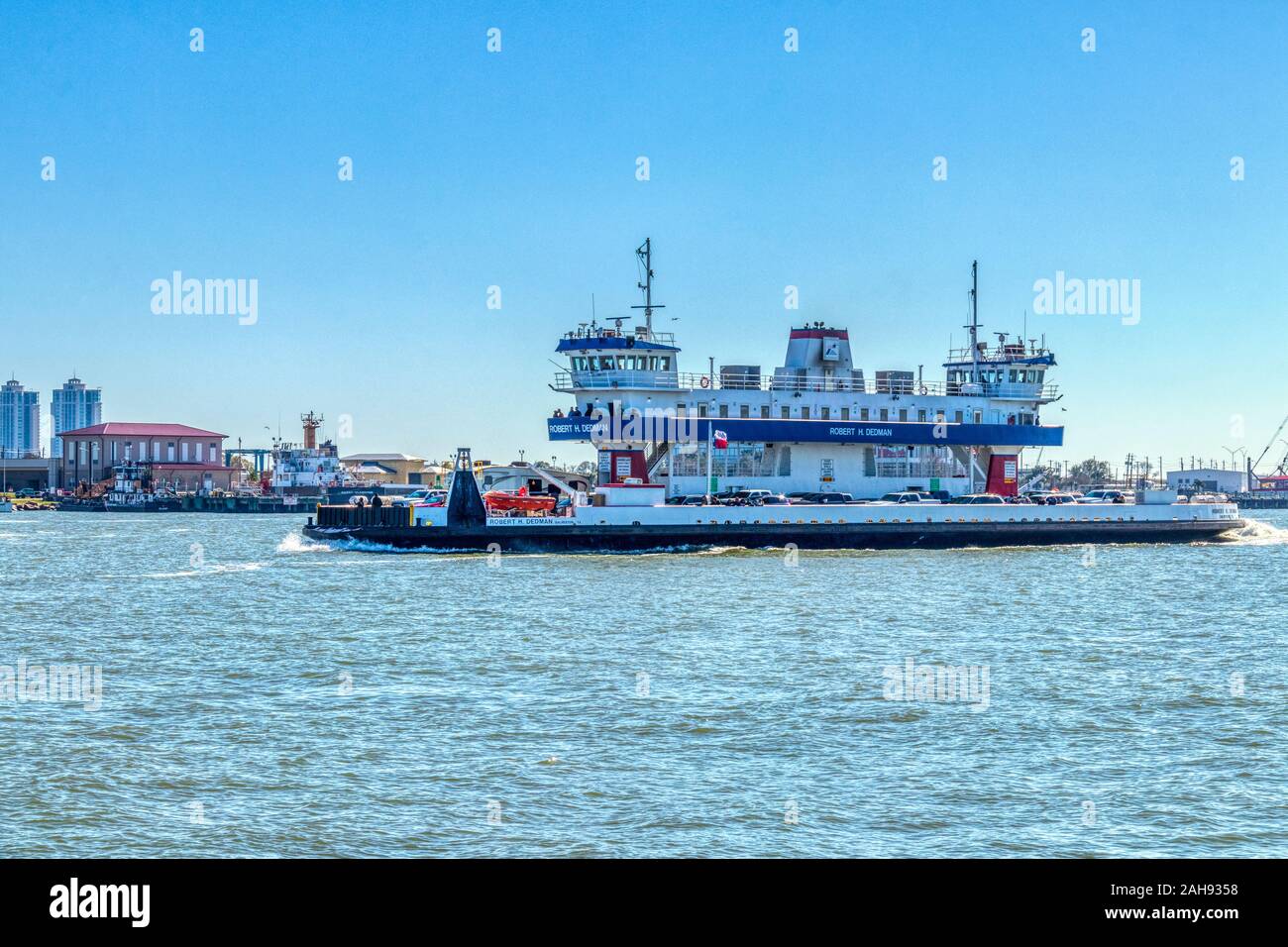 Robert H Dedman ferry boat in Galveston, Texas Stock Photo