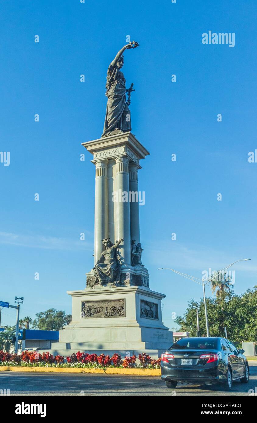 Texas Heroes Monument on Broadway avenue in Galveston, Texas. It commemorates the heroes of the Battle of San Jacinto during the Texas Revolution. Stock Photo