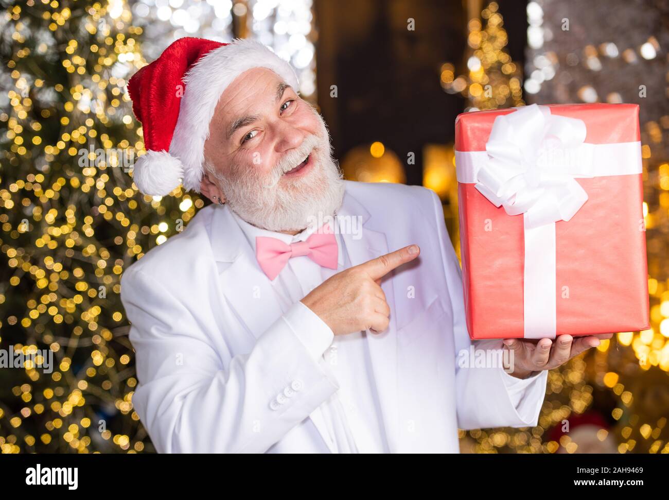 Best Present Expensive Xmas Present And Business Reward Senior Man Santa Hat Hold Gift Box Bearded Businessman Get Present Holiday Decor And Illumination Merry Christmas Happy New Year Stock Photo Alamy Best Present Expensive Xmas Present And Business Reward Senior Man Santa Hat Hold Gift Box Bearded Businessman Get Present Holiday Decor And Illumination Merry Christmas Happy New Year Stock Photo Alamy