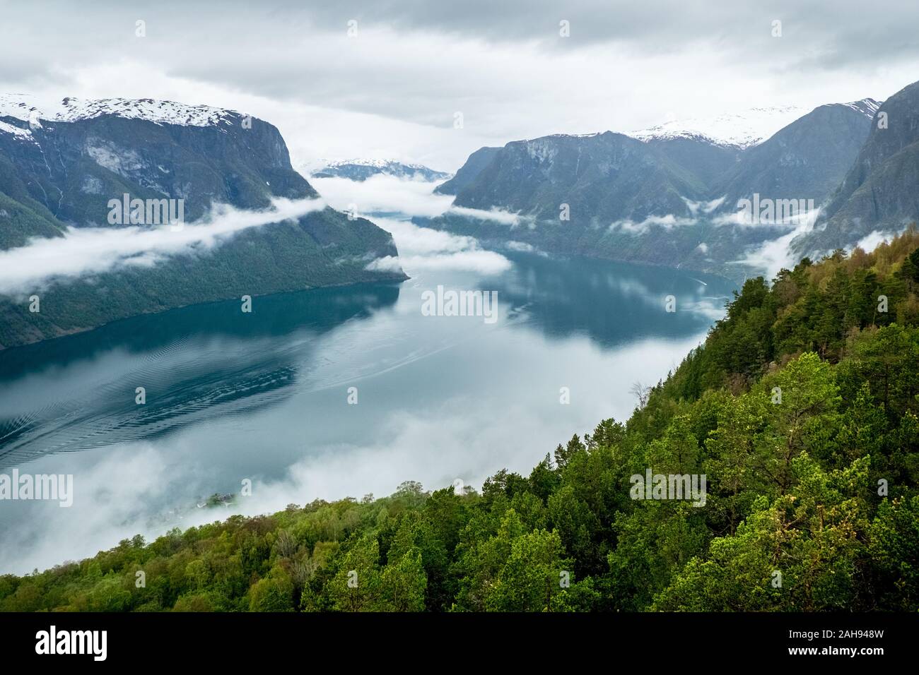 Beautiful morning mood at an impressive fjord of noway Stock Photo