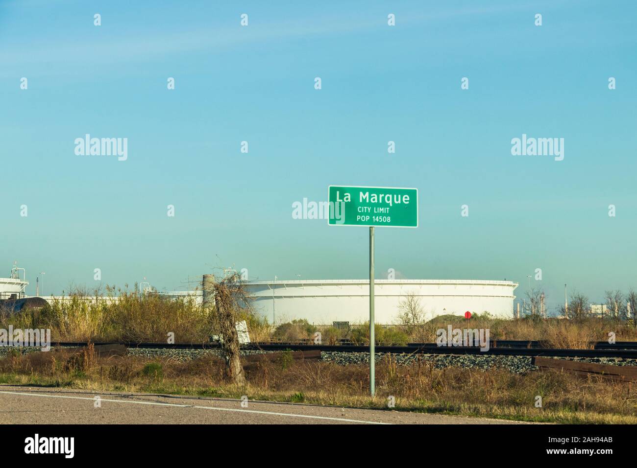 Town of La Marque on Texas state highway 146, coastal route along Texas coast. Stock Photo