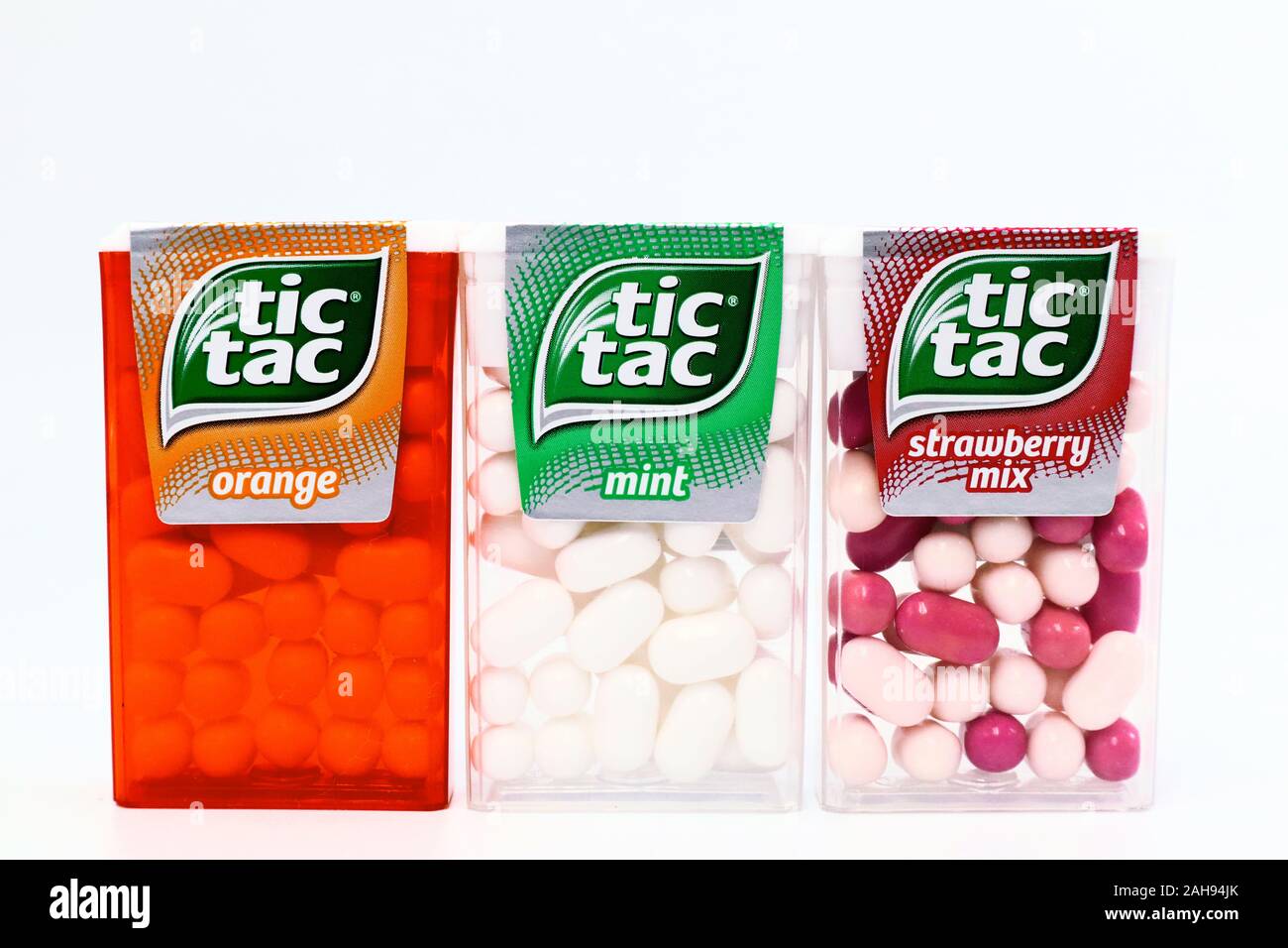 Ferrero Tic Tac candy. Original orange flavour and Canadian packaging  pictured Stock Photo - Alamy