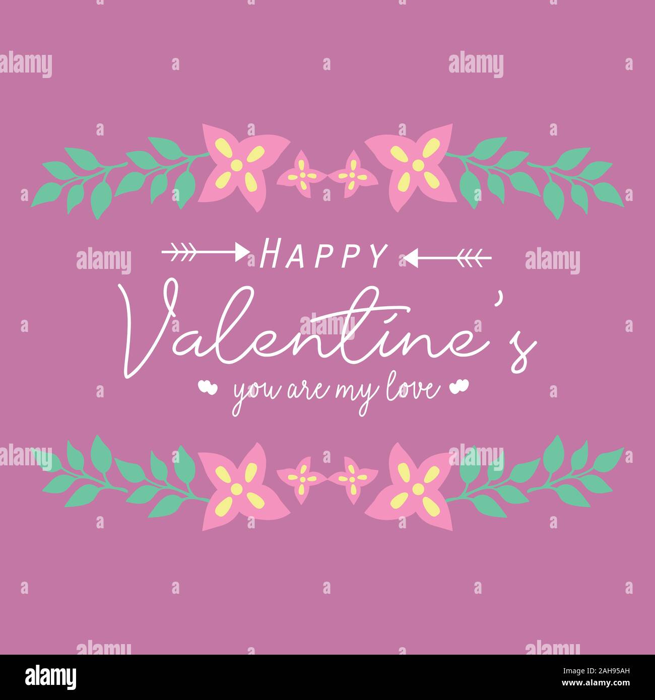 Decorative frame with elegant pink flower, for romantic happy valentine ...