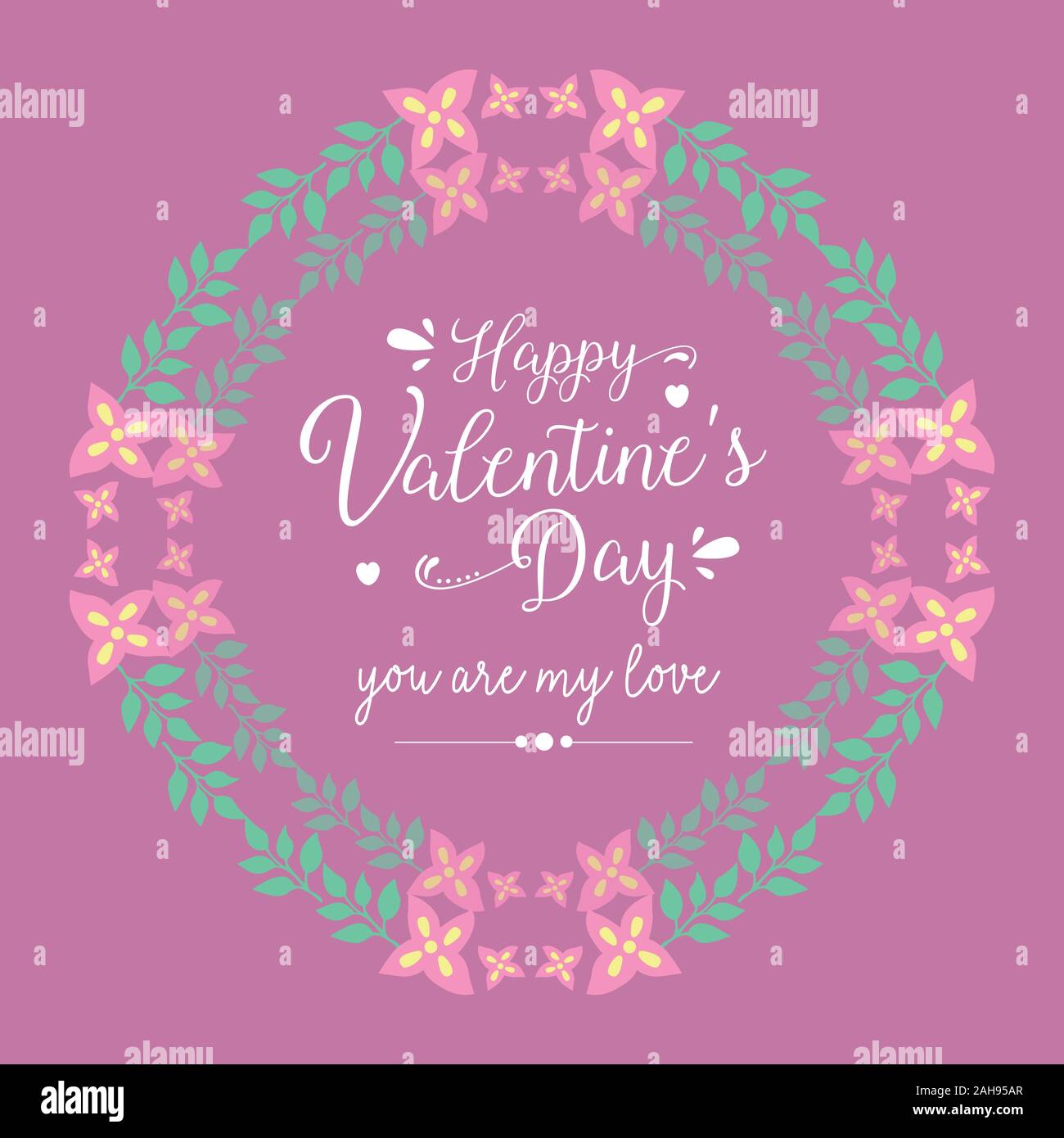 Decorative frame with elegant pink flower, for romantic happy valentine ...