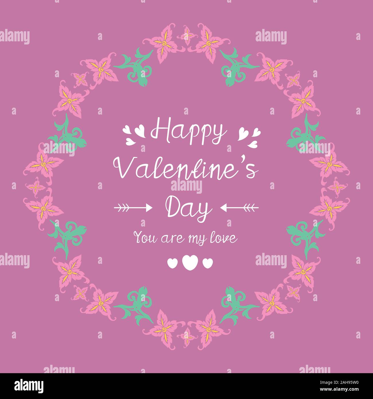 Happy valentine invitation card template, with elegant wreath frame ...