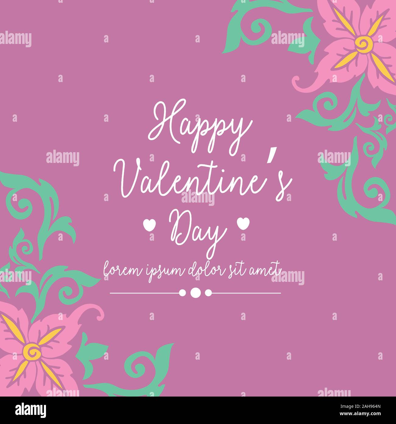 Romantic design of pink floral frame, for happy valentine invitation ...