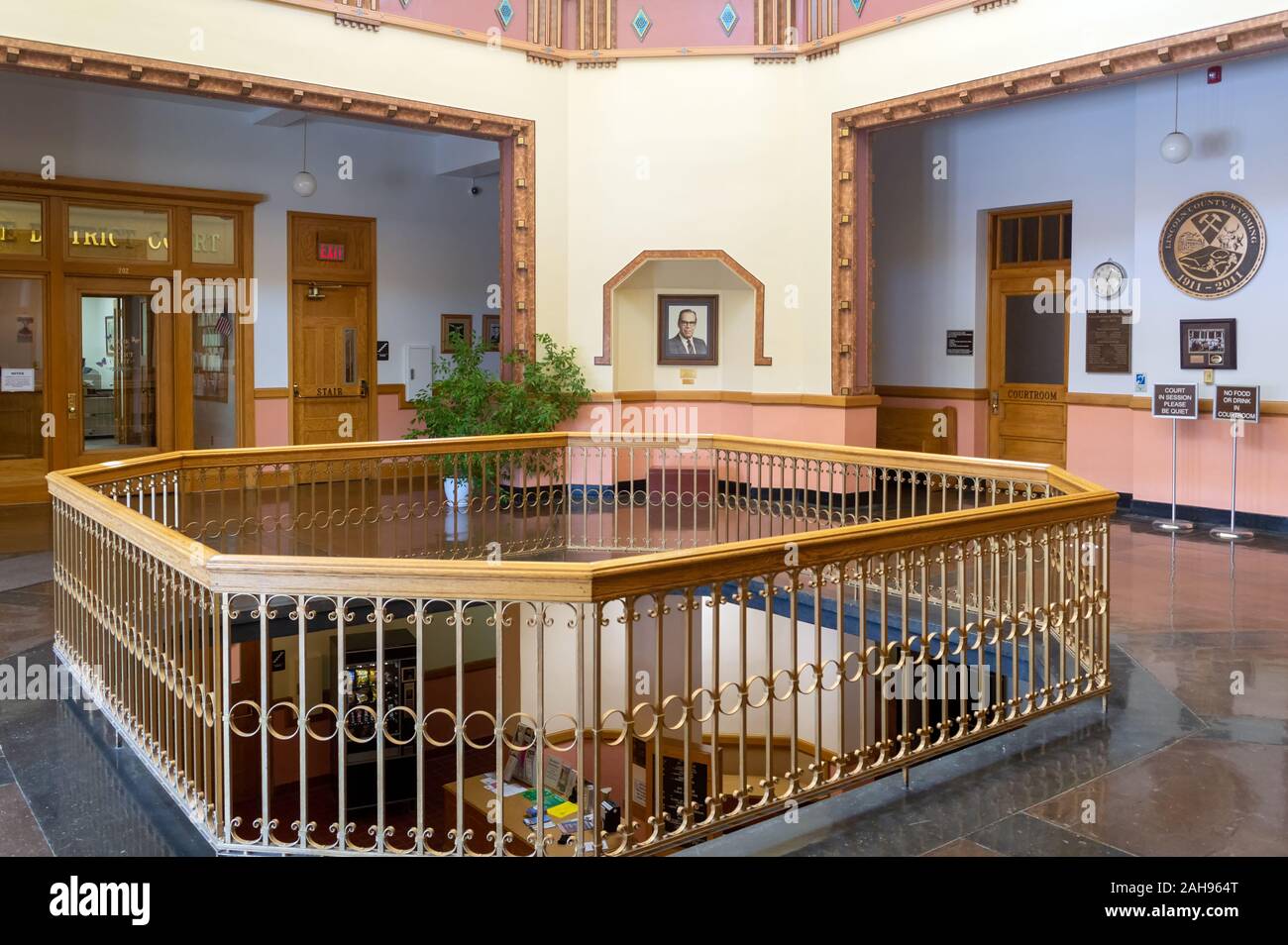 Kemmerer, Wyoming July 24, 2014 Rotunda and District Court Entrance in the Lincoln County