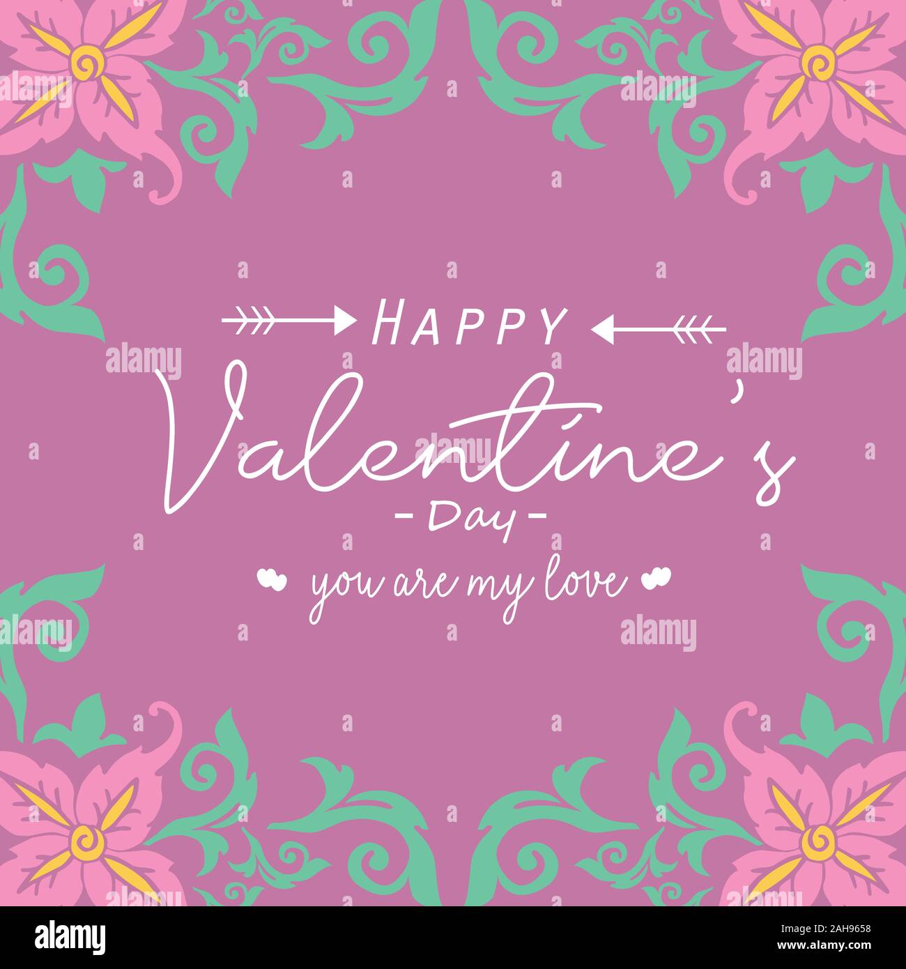 Romantic design of pink floral frame, for happy valentine invitation ...