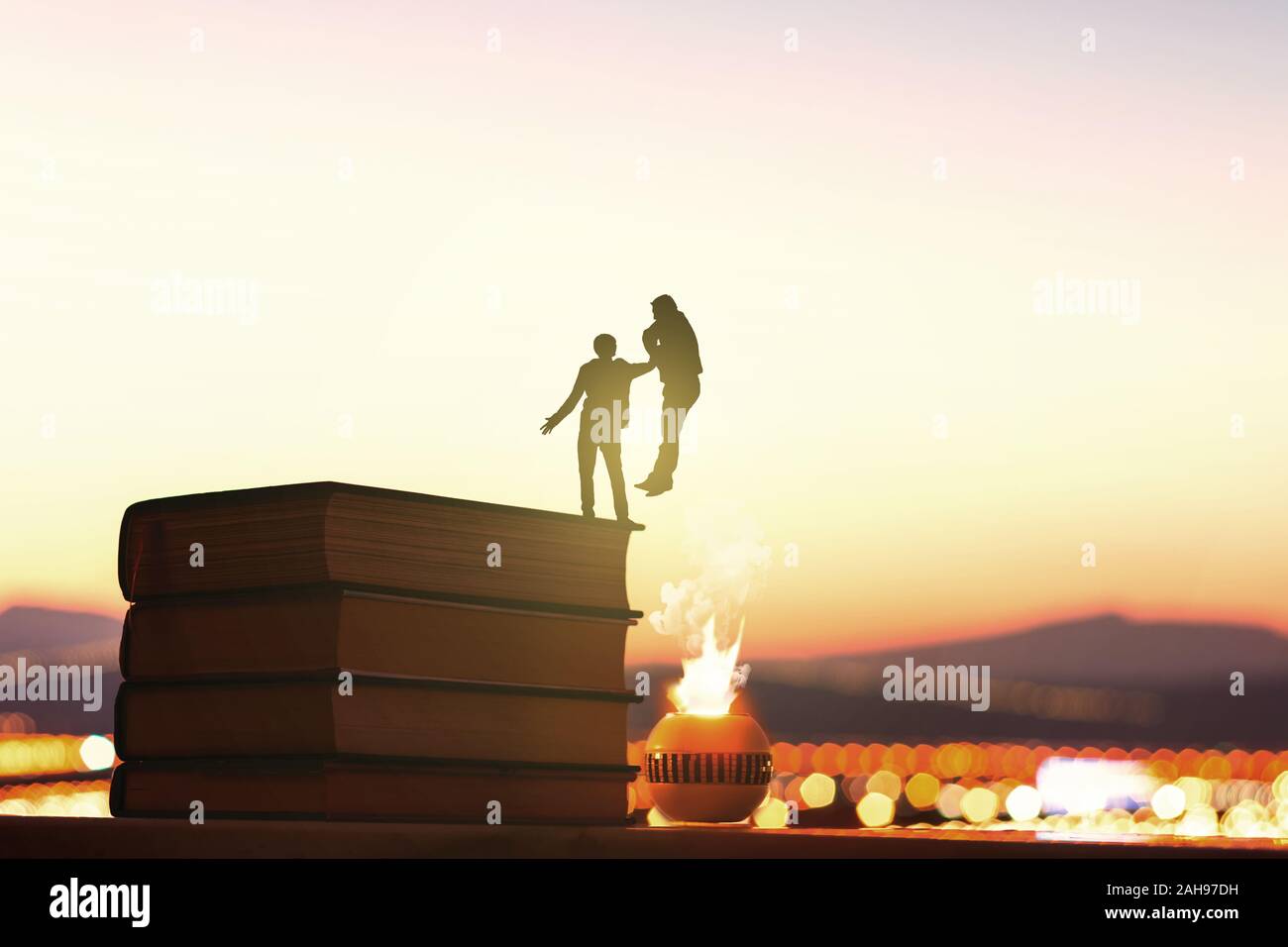 Silhouettes two men one hi-res stock photography and images - Alamy