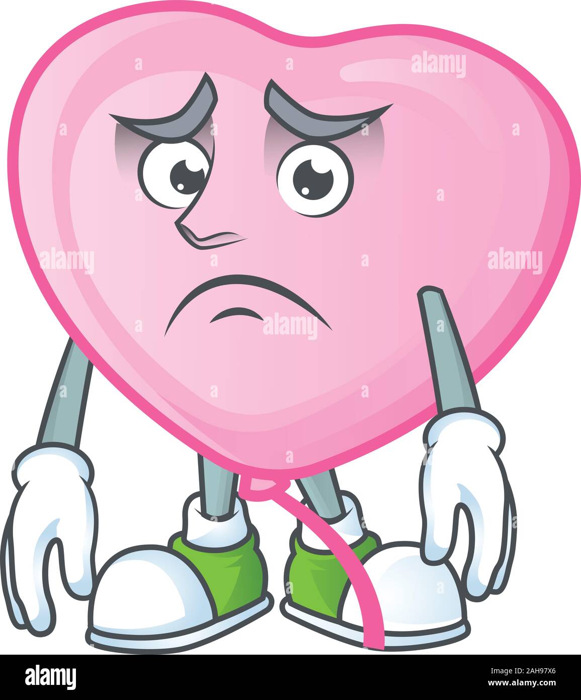 Pink Scared Afraid pink love balloon Cartoon character mascot design Stock Vector ...