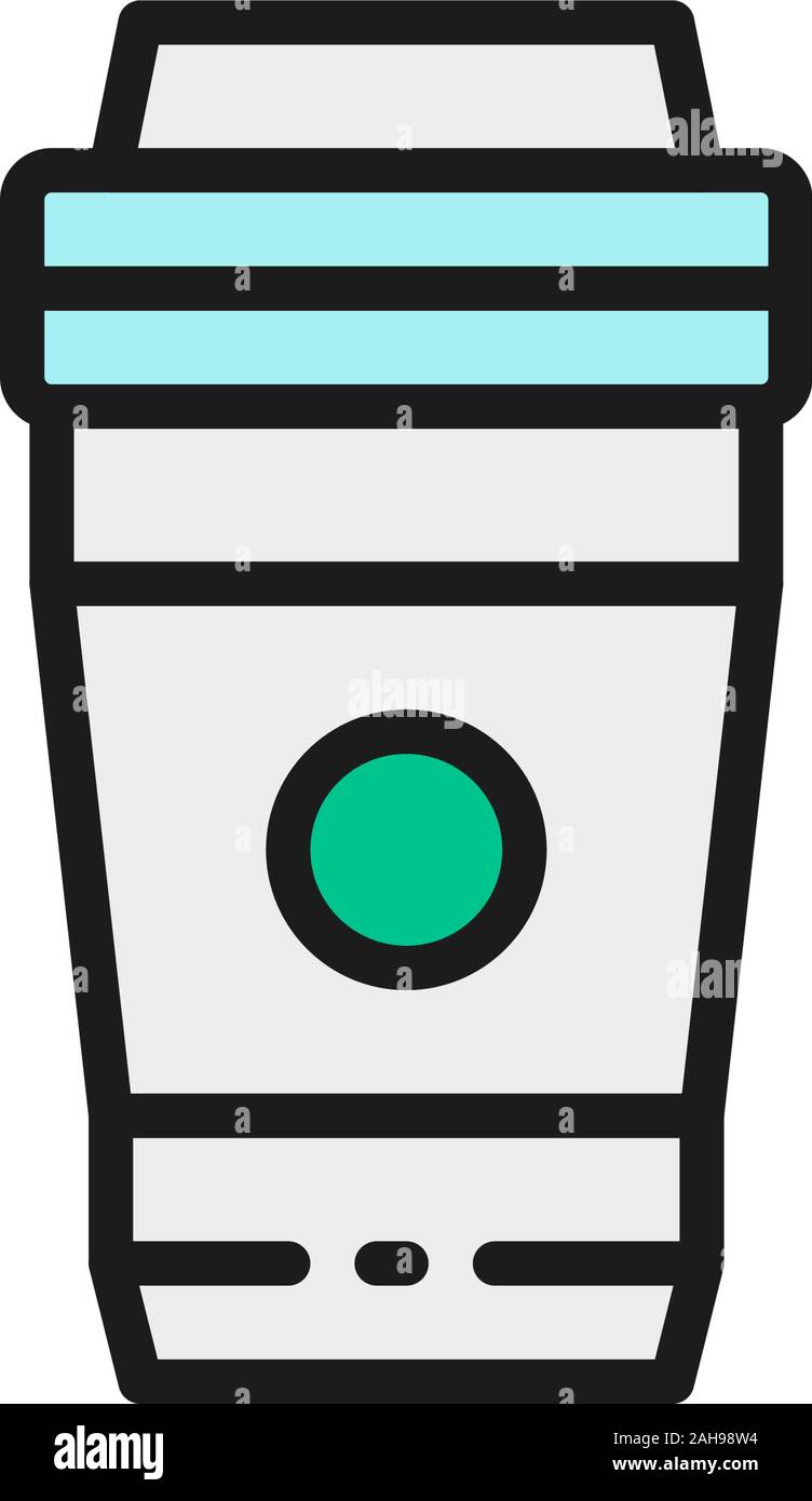 Vector take-away drink, coffee, tea flat color line icon. Stock Vector