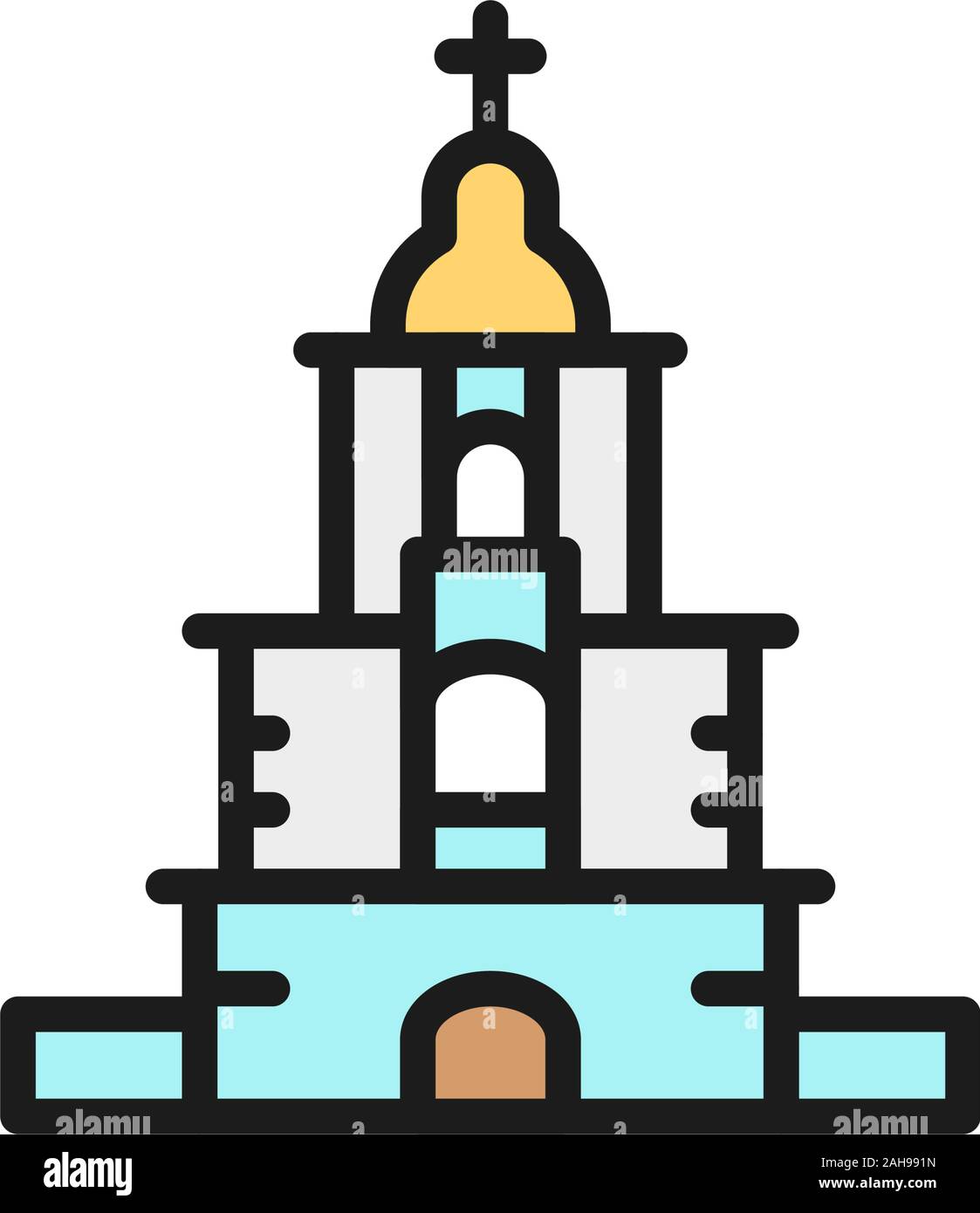 Vector Ukrainian Orthodox Church, sanctuary flat color line icon. Stock Vector