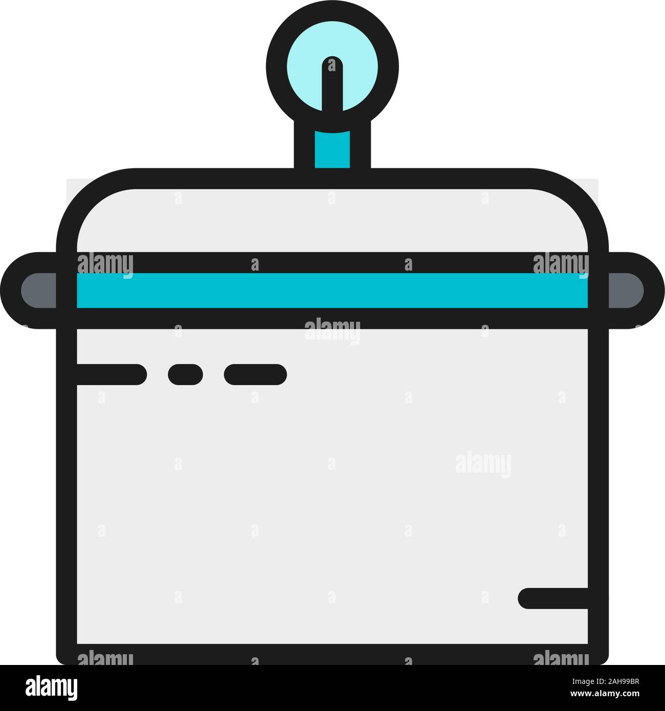 Container for tools disinfection, sterilization box flat color line icon. Stock Vector