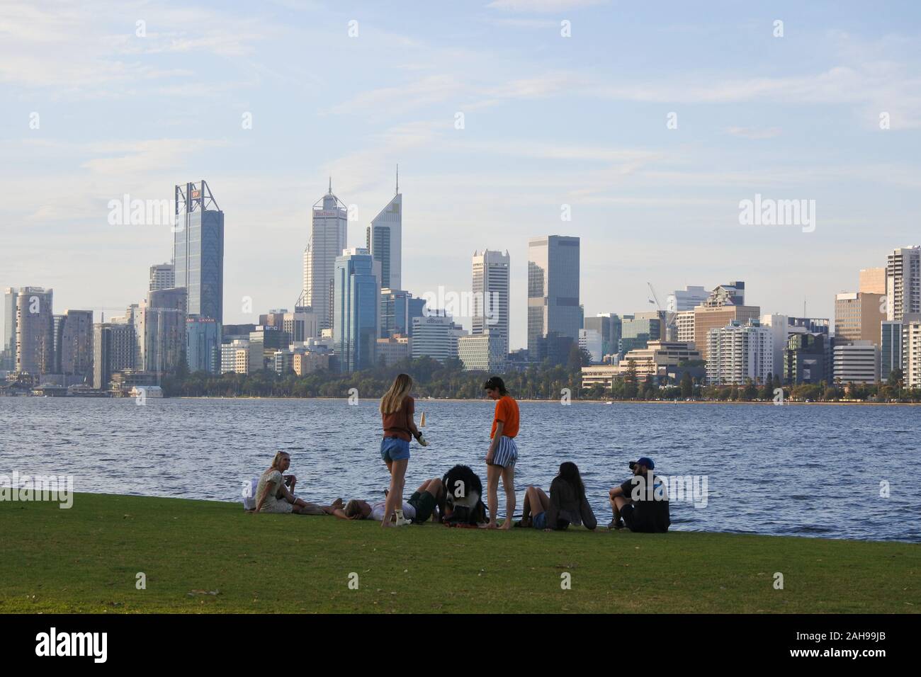 Australian family having a gathering on Swan River in Perth the capital city  of Western Australia Stock Photo - Alamy