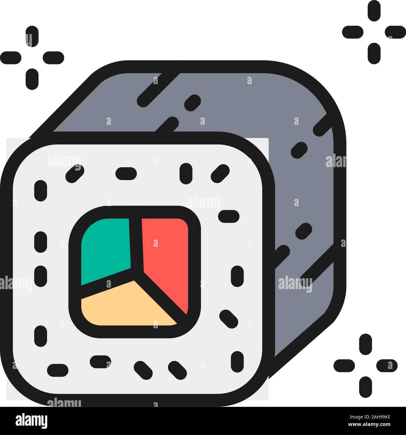 Philadelphia roll, maki, japanese cuisine flat color line icon. Stock Vector
