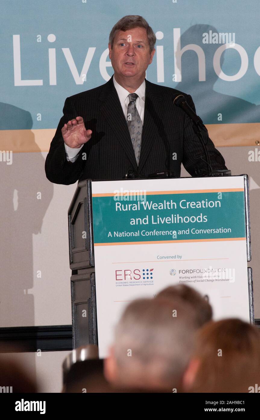 U.S. Department of Agriculture (USDA) Secretary Tom Vilsack was the keynote speaker for the Rural Wealth Creation and Livelihoods national conference for practitioners, researchers and policymakers, held at the Dupont Hotel, Washington DC, on Monday October 3, 2011. USDA partnered with the Ford Foundation to sponsor the conference. Stock Photo
