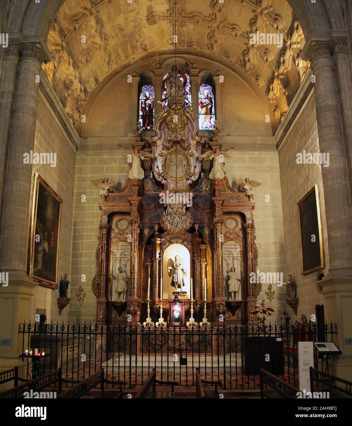 Chapel of Saint Raphael at the Interior of the Cathedral of Our Lady of Incarnation "the Cathedral" in the city centre Malaga Stock Photo