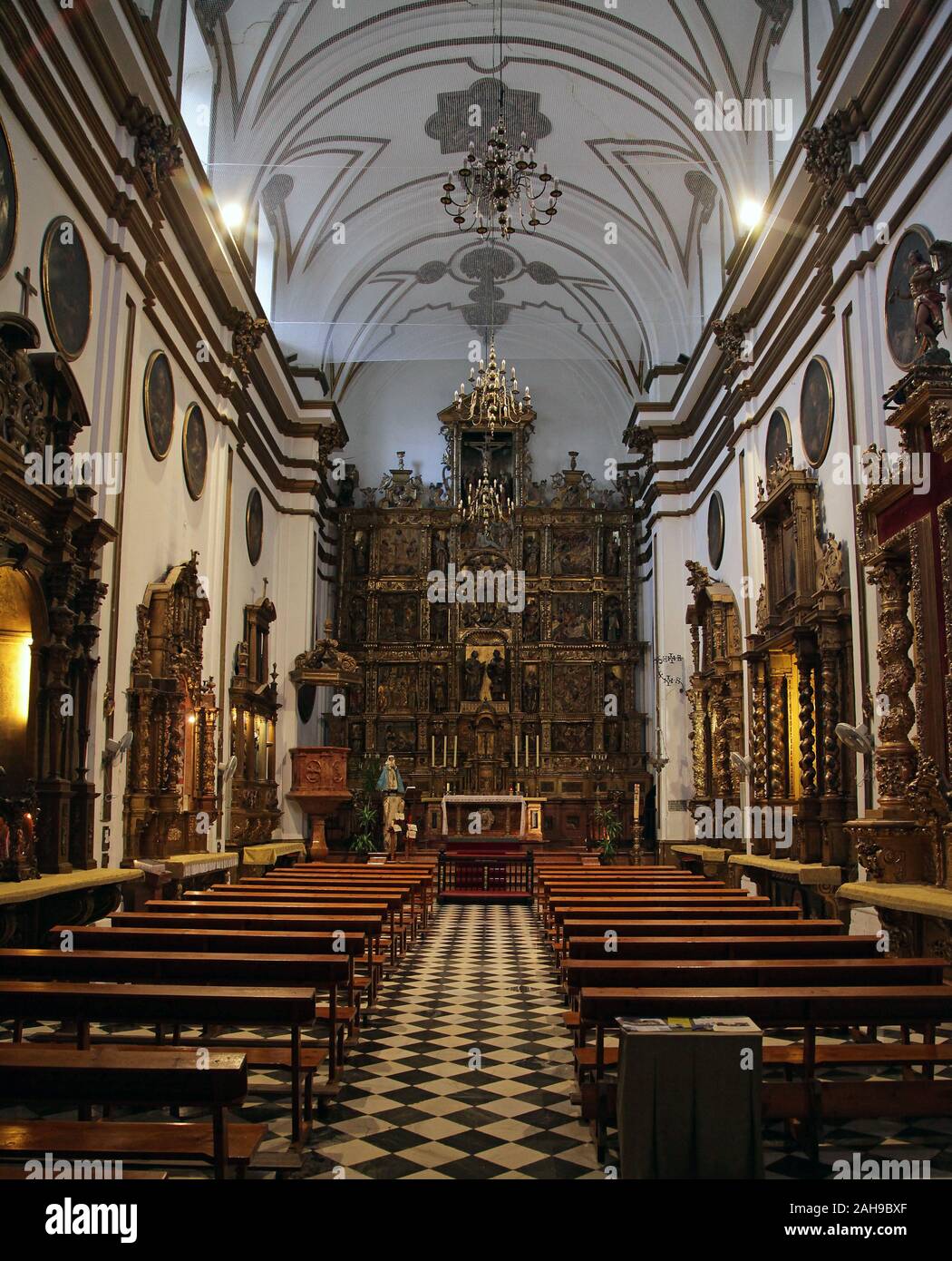 Interior of the Cathedral of Our Lady of Incarnation / 'the Cathedral' in the city centre Malaga Costa del Sol Andalucia Spain Stock Photo