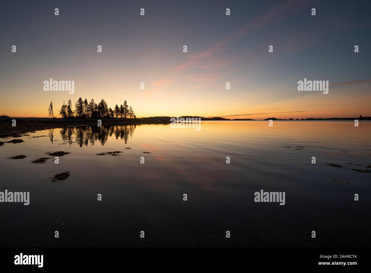 Sunrise, Quoddy Harbour, Port Dufferin, Nova Scotia, Canada Stock Photo