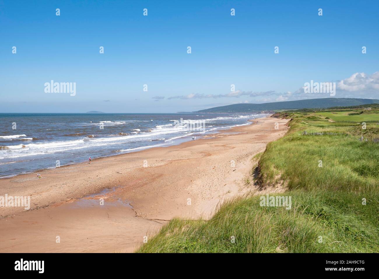 Long sandy beach, Inverness Beach, Cape Breton Island, Nova Scotia, Canada Stock Photo