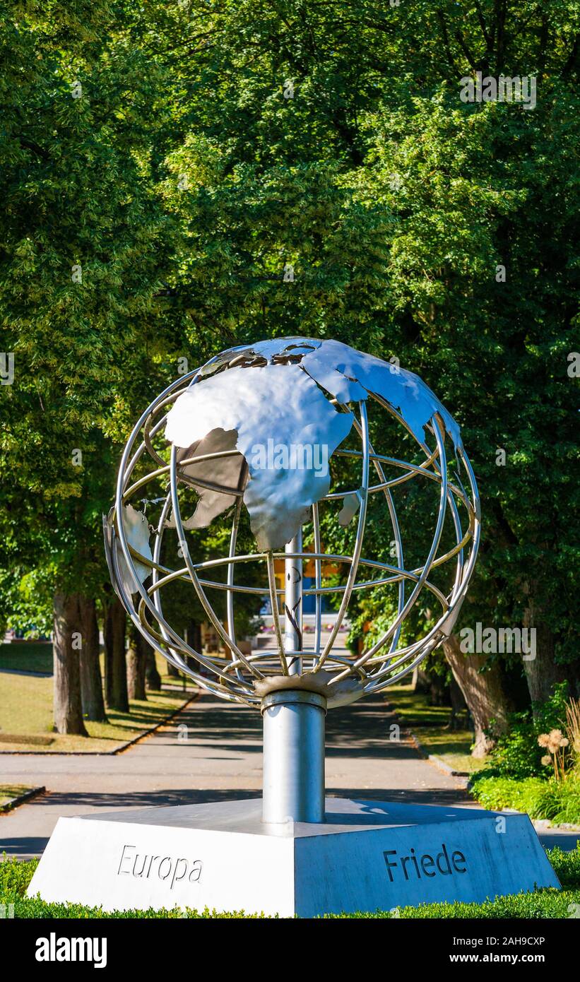 Globe in the Botanica Park, health resort, Bad Schallerbach, Hausruck Quarter, Upper Austria, Austria Stock Photo