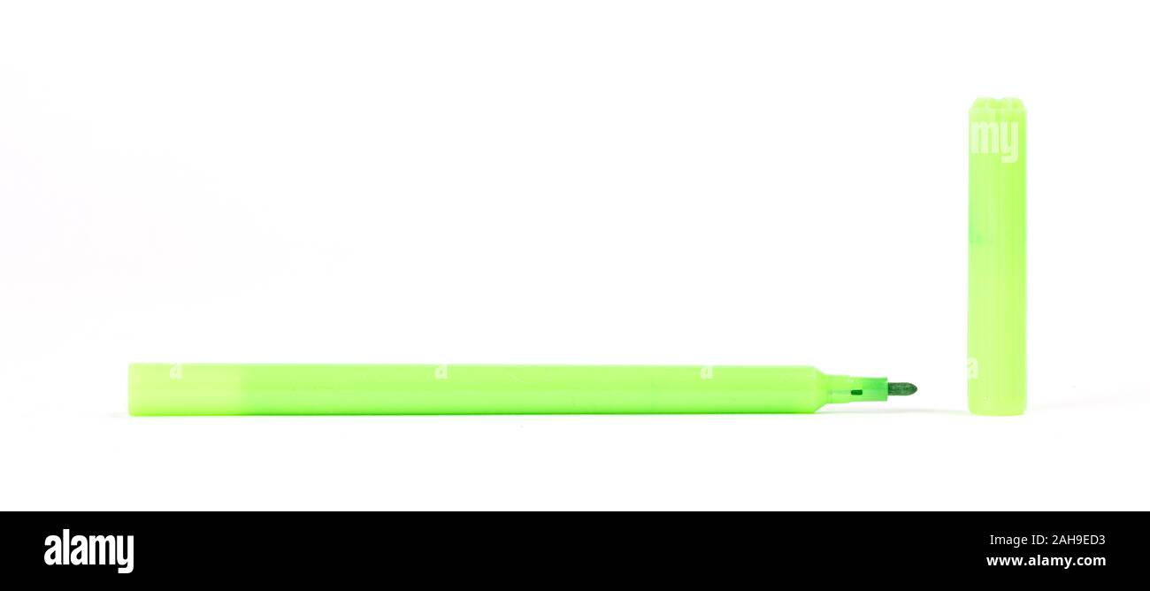 Green felt-tip pen isolated on white background Stock Photo - Alamy