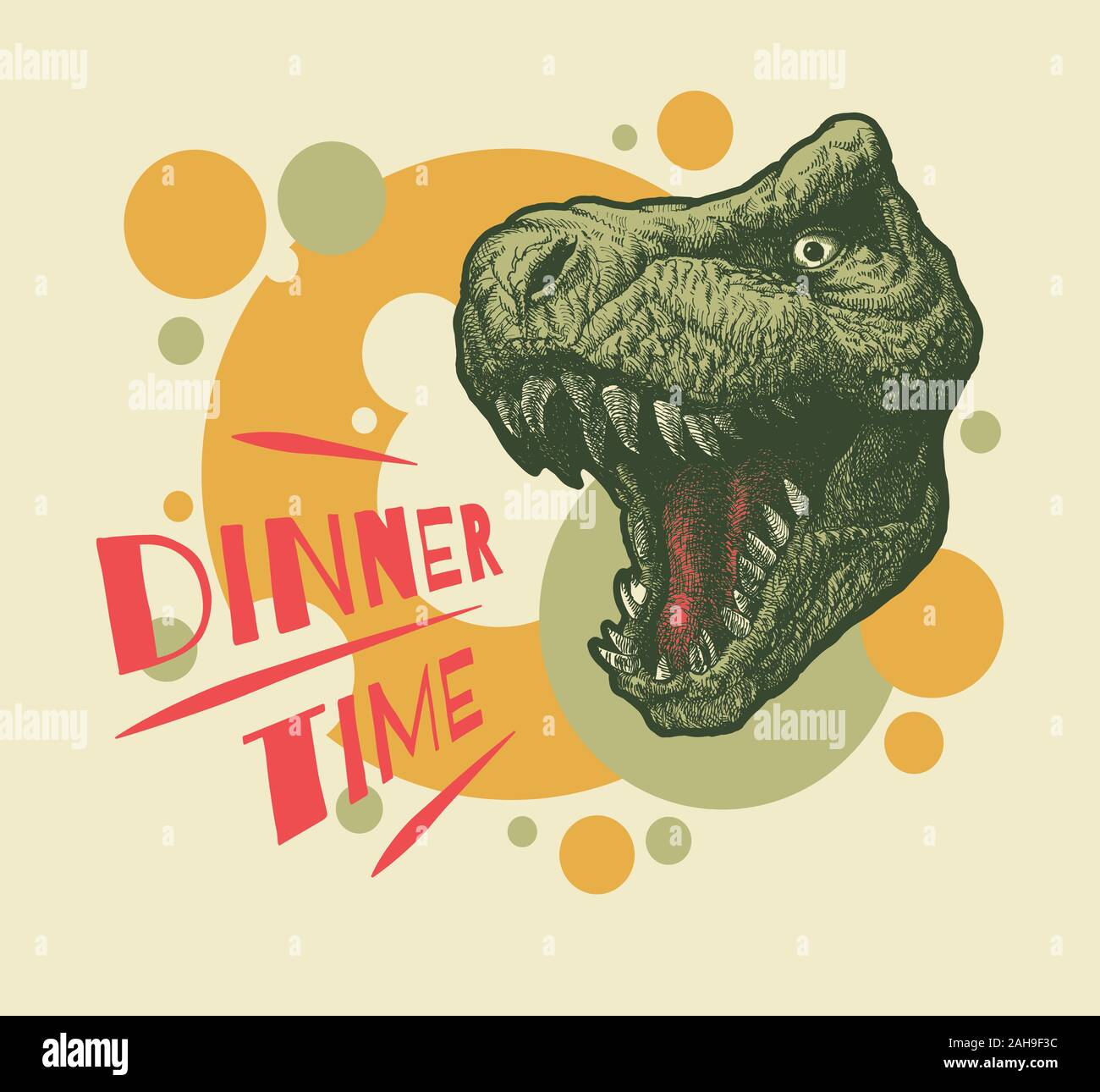 Dinner Time Banner. Cartoon Vector Illustration. Stock Vector