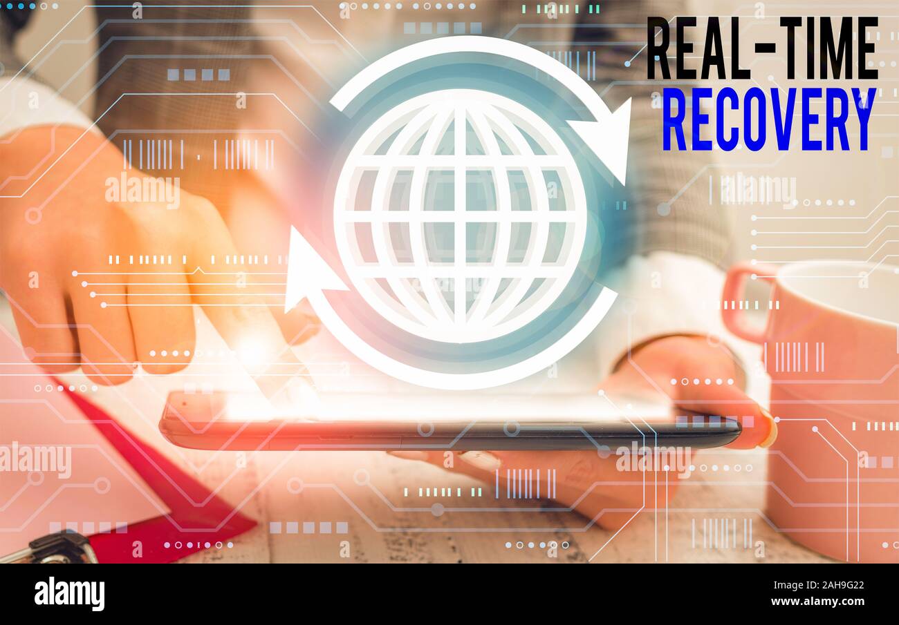 Writing note showing Real Time Recovery. Business concept for maximum ...