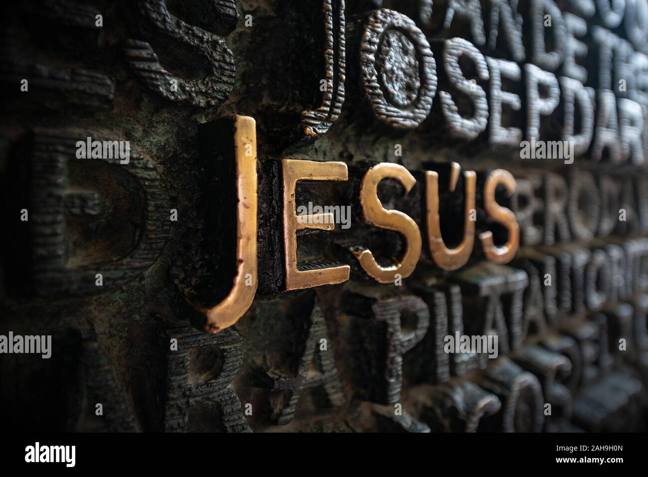 Wooden letters forming the word Jesus with angel Christian symbol Stock  Photo  Alamy