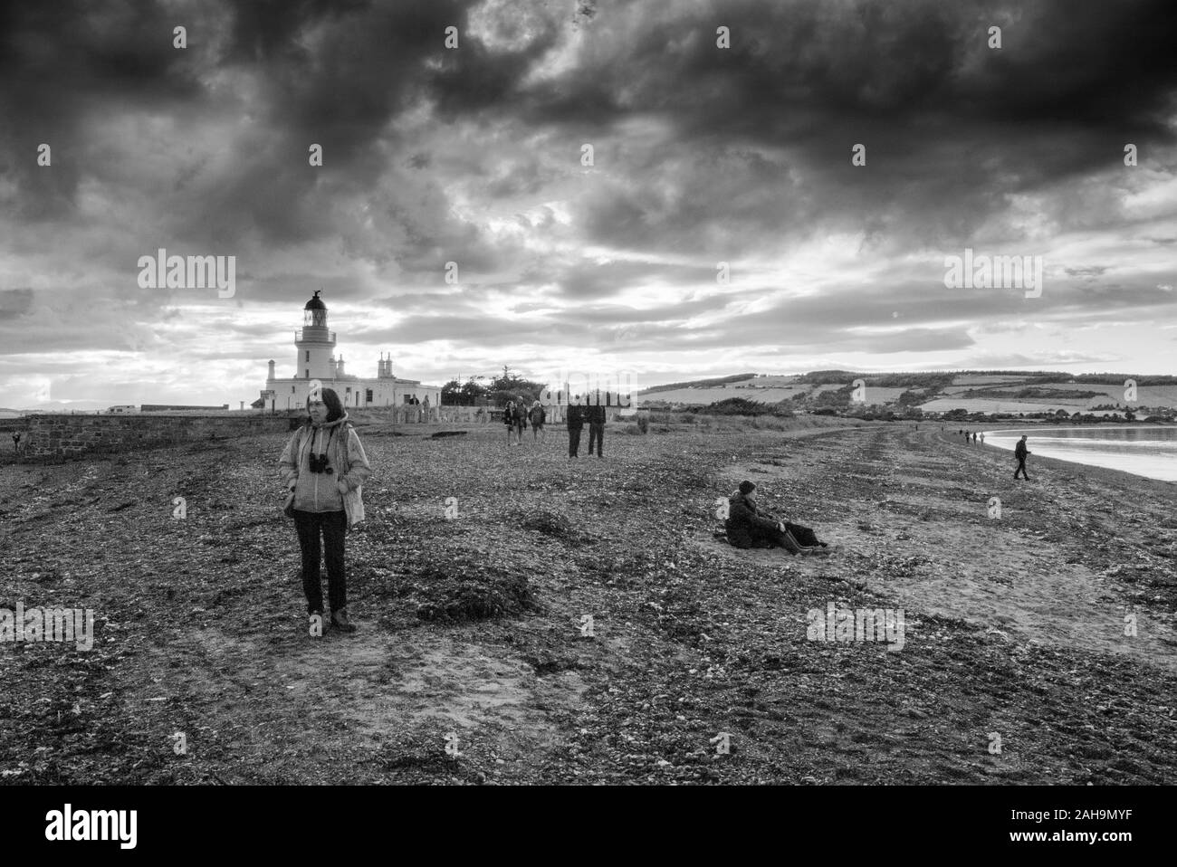 Dolphin spotters Chanonry Point Scotland UK Stock Photo