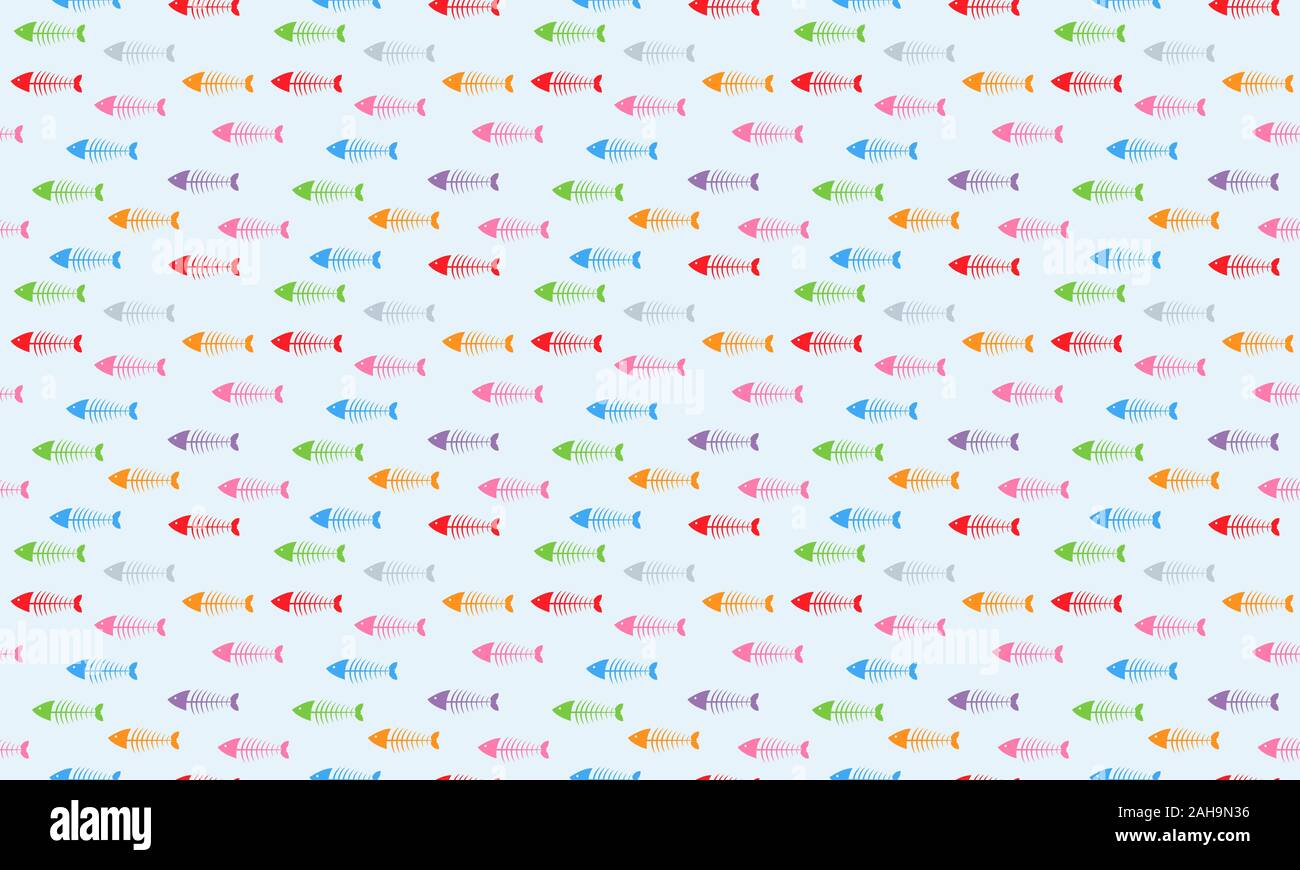 Fish pattern seamless colorful vector skeleton. Fish pattern background seamless for wallpaper, royalty free. Stock Vector