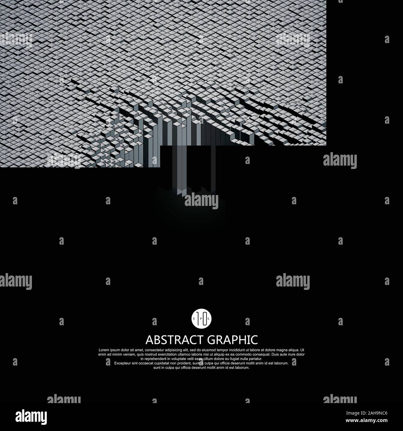 Matrix of countless blocks, big data, The concept of collapse,cloud computing, computer concepts. Stock Vector
