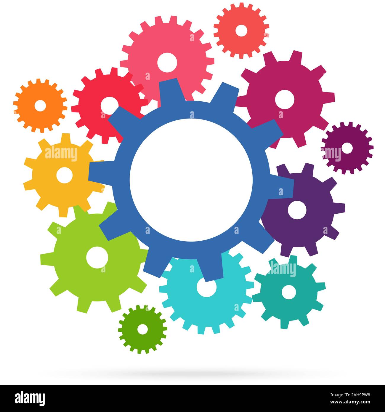 illustration of colored gears symbolizing cooperation or teamwork process Stock Vector