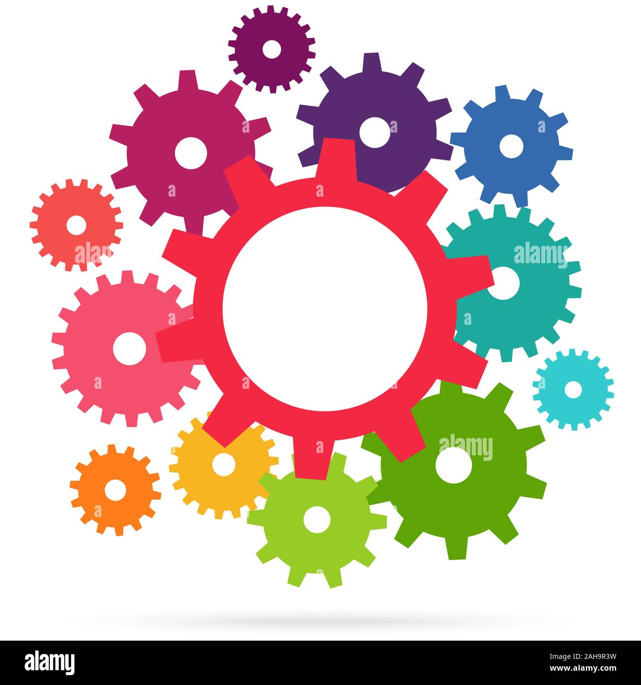 illustration of colored gears symbolizing cooperation or teamwork process Stock Vector