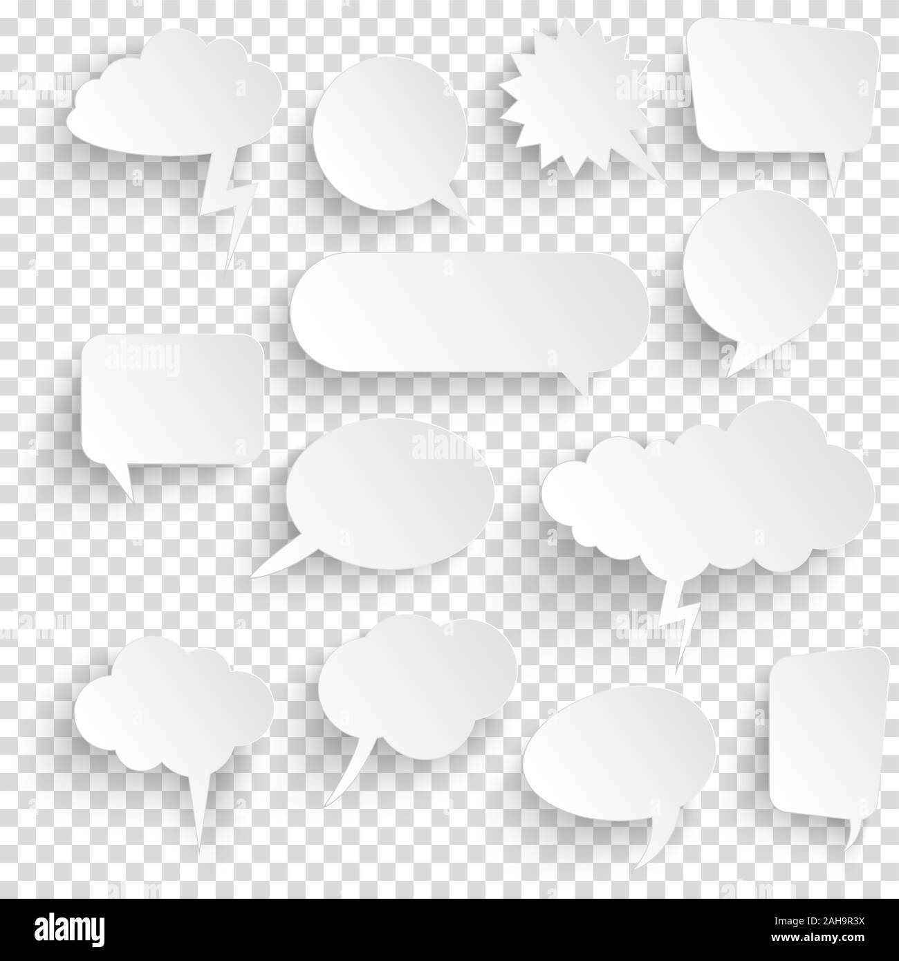 illustration of speech bubbles with shadow looking like stickers with ...