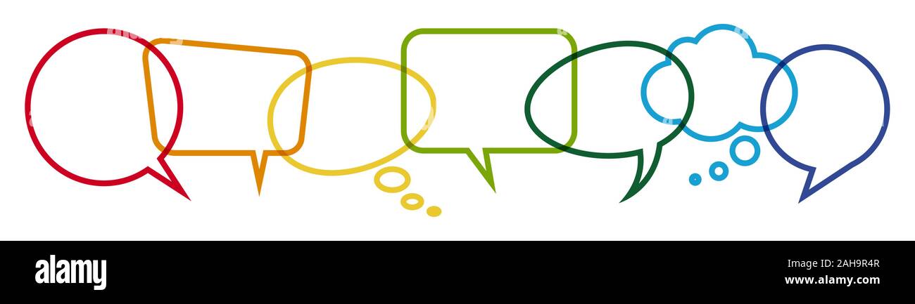illustration of colored speech bubbles frames in a row with space for text Stock Vector