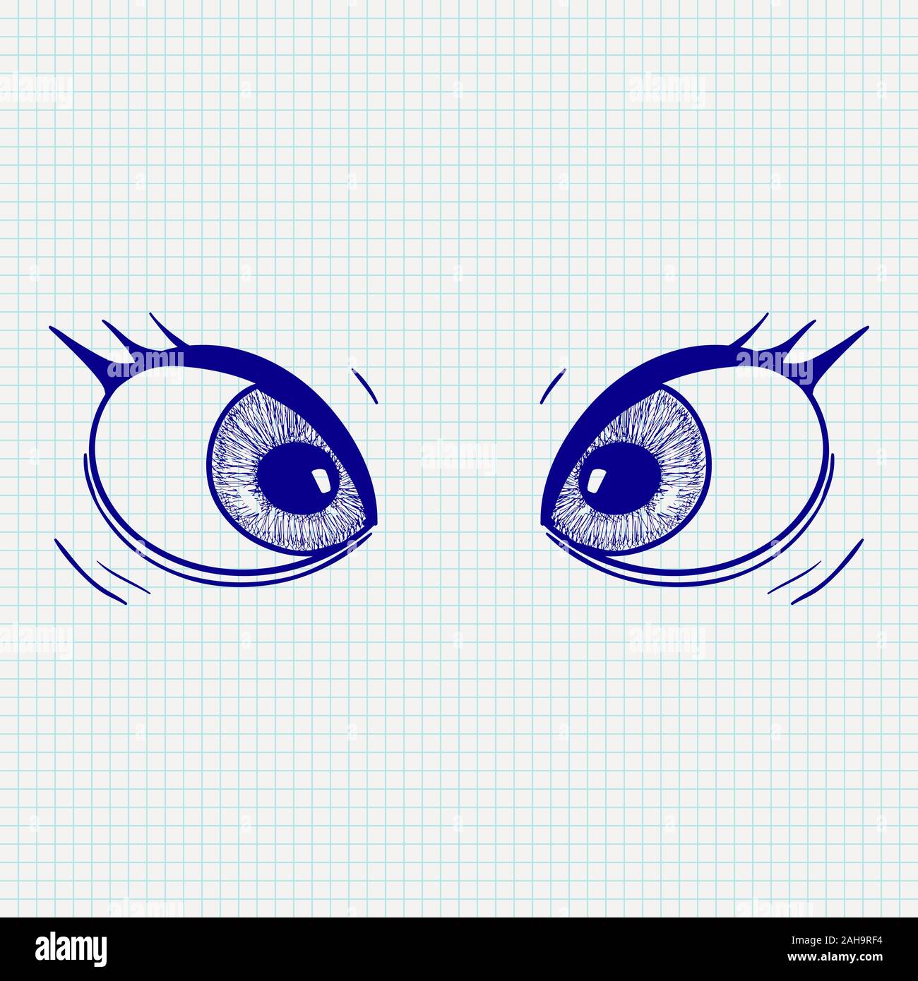 Cartoon eyes. Hand drawn sketch. Vector illustration on notebook sheet  background Stock Vector Image & Art - Alamy