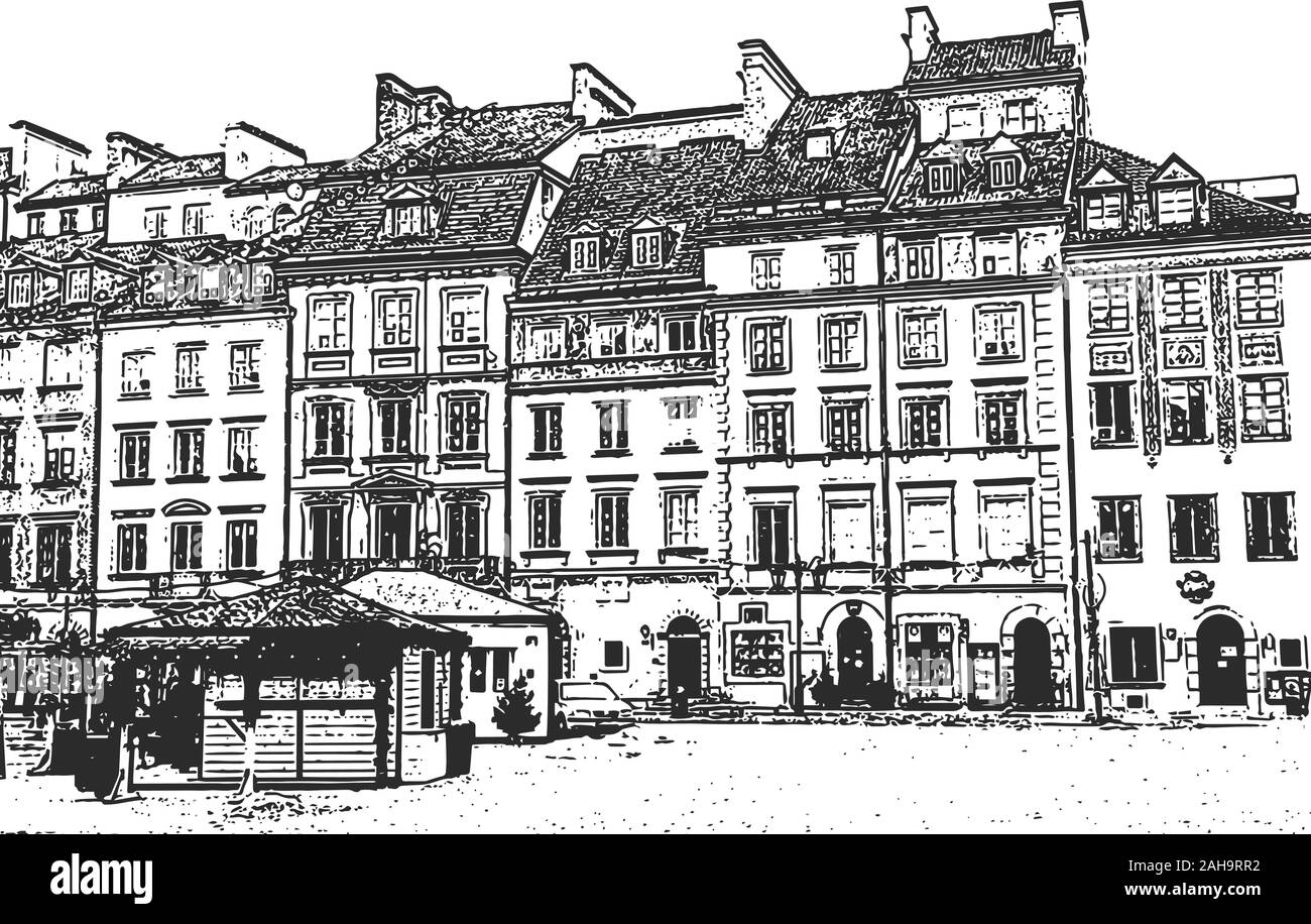 European old town. Vintage hand drawn sketch Stock Vector