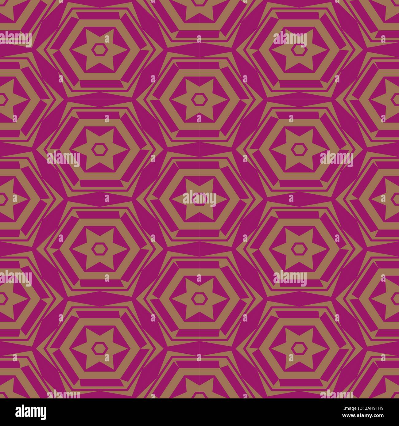 seamless vector pattern with stars and hexagons on a pink background Stock Vector