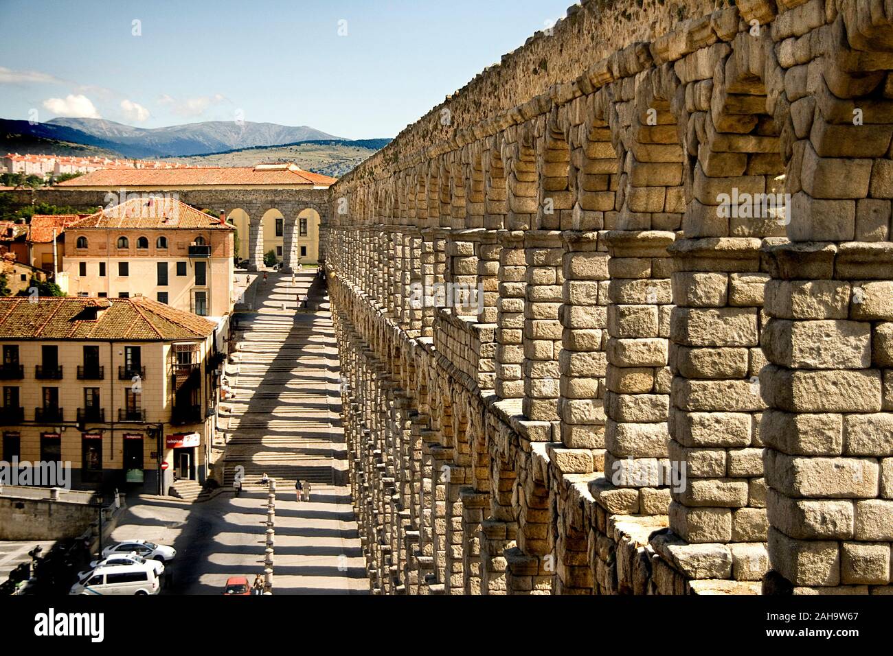 Ancient Roman aqueduct in Segovia, Spain Stock Photo
