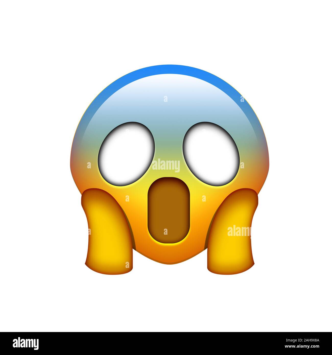 Isolated emoji yellow spooky face with the two hands icon Stock Photo