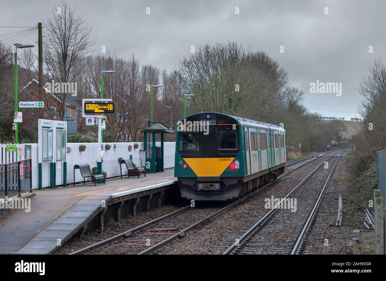West Midlands Railway Vivarail class 230 230004 at Lidlington railway station on the Bedford - Bletchley Marston vale line Stock Photo