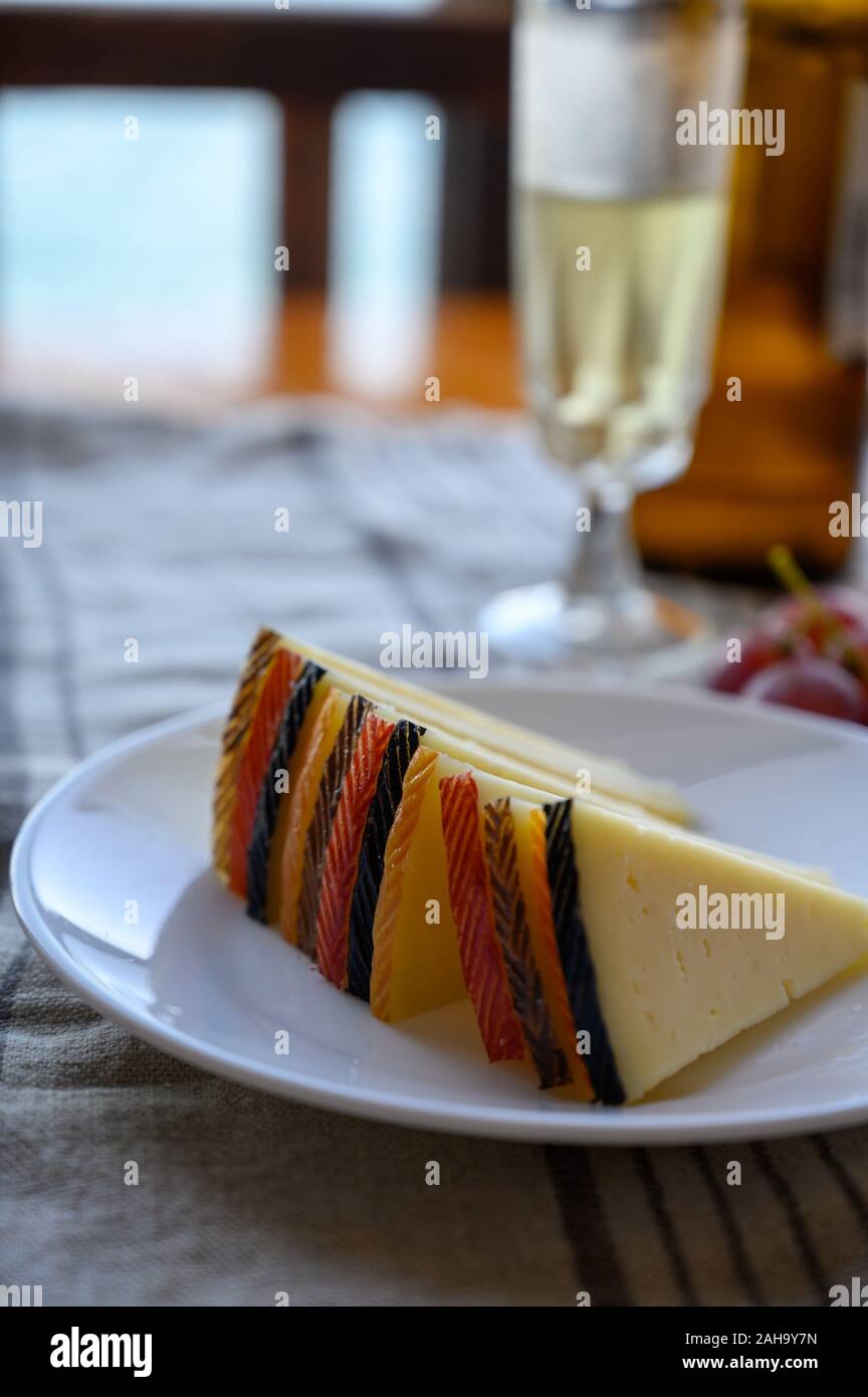 Cheese collection, variety of Spanish manchego cheese made from cow and